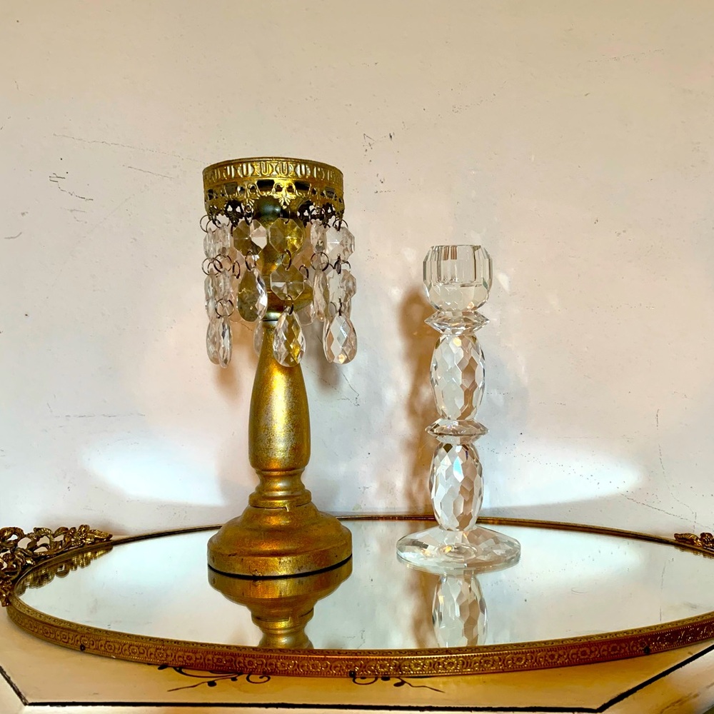 Hollywood regency gold candlesticks